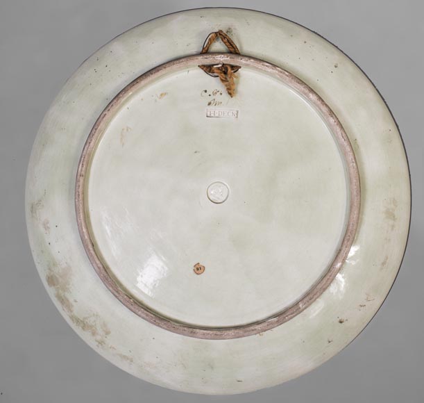 Théodore DECK (1823-1891) - Glazed earthenware dish decorated with a flying dragonfly and a kingfisher-4
