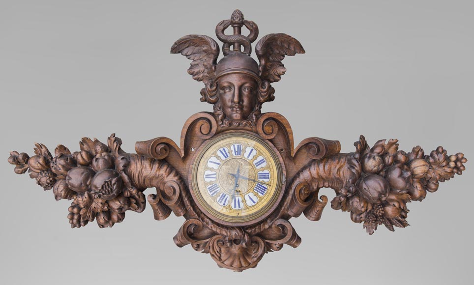 Large 19th century bracket clock featuring Hermes and his caduceus-0