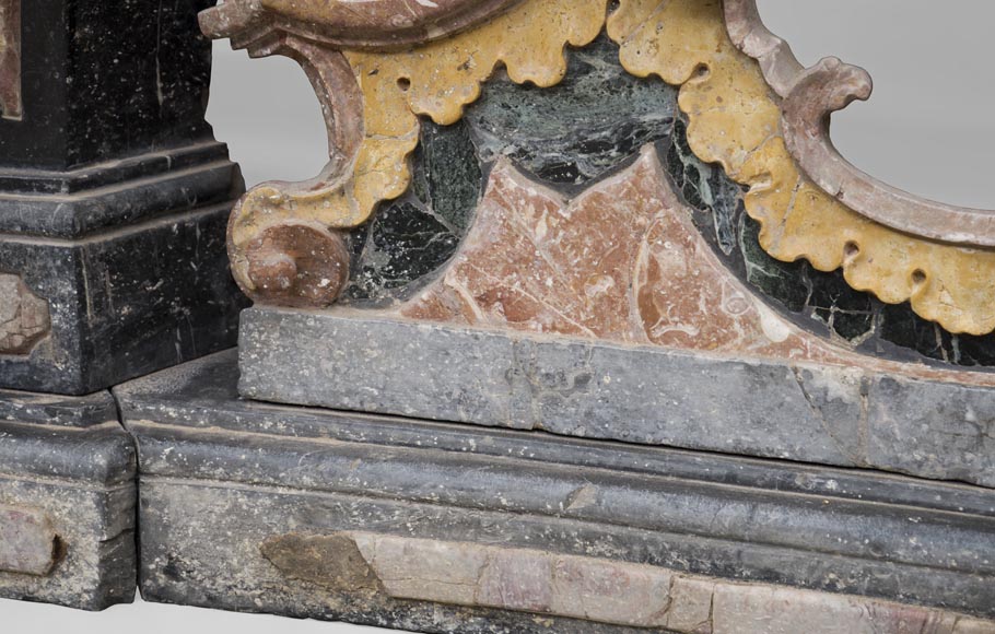 Pair of Baroque style balustrades in polychrome marble-10