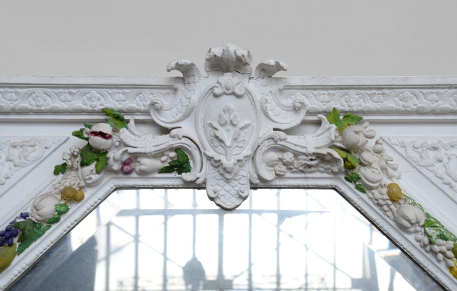 Napoleon III style overmantel pierglass with carved decoration of a garland of fruits-1