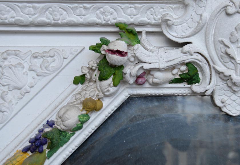Napoleon III style overmantel pierglass with carved decoration of a garland of fruits-2