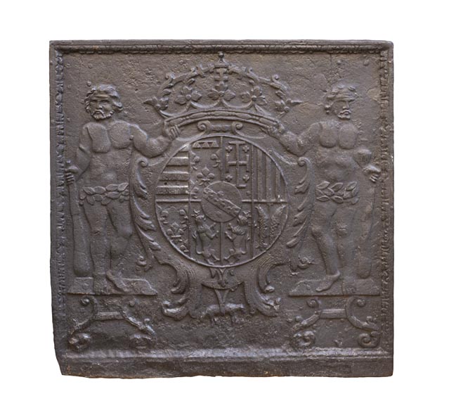 18th century fireback with the coat of arms of Leopold I Duke of Lorraine-0