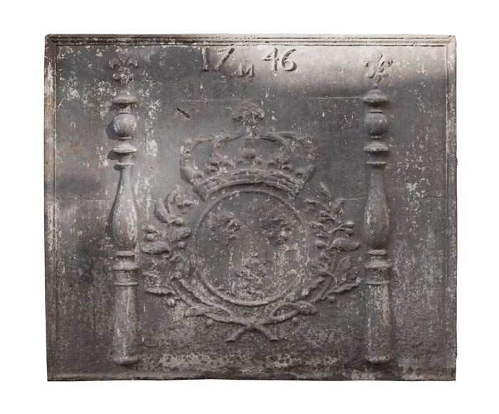 Large 18th century fireback with French arms-0