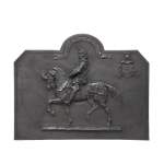 Cast iron fireback from the 20th century, with the effigy of King Charles VII