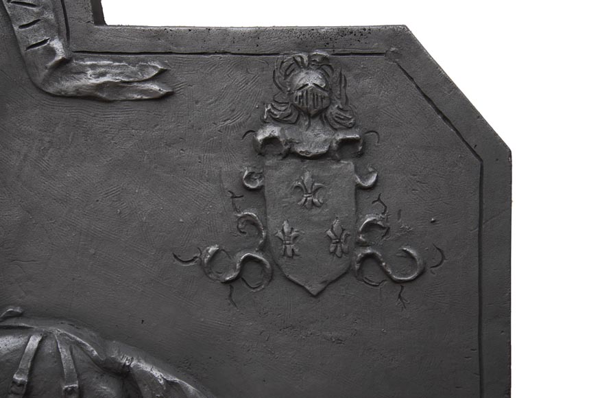 Cast iron fireback from the 20th century, with the effigy of King Charles VII-5