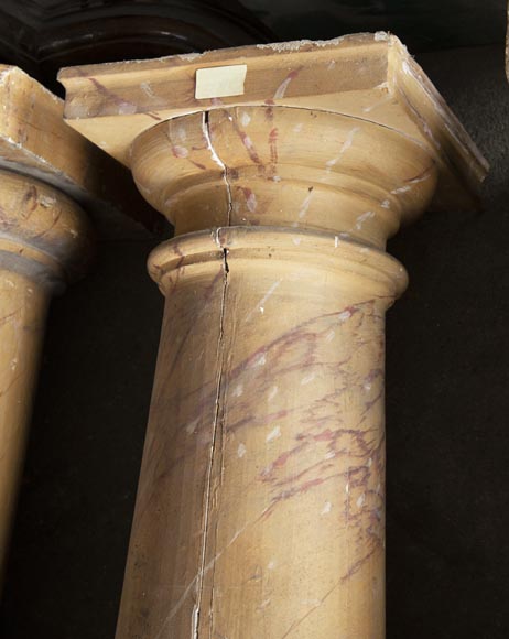 Set of wooden columns painted in imitation marble-3