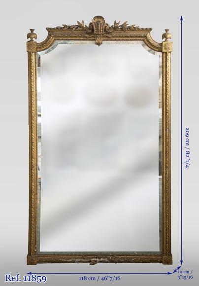 Antique gilded Trumeau, Napoleon III style, with a bevelled mirror-7