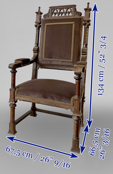 Pair of Neo-Gothic walnut chairs, 19th century-8