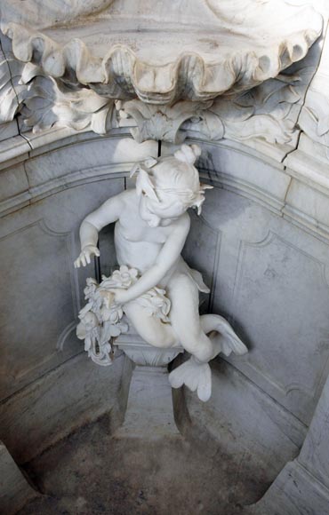 Monumental Garden Fountain in Carrara marble and Statuary marble attributed to Rudolf Weyr, Vienna, late 19th century