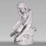 Auguste MOREAU (1834-1917) - Child playing with a crayfish in statuary marble