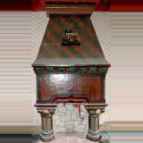 Painted stone mantel with picturesque characters - Reference 1204&nbsp;Width&nbsp;5' 2'' ¼&nbsp;Height&nbsp;9' 10'' ⅛