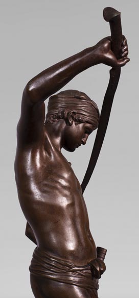 Antonin MERCIÉ (1845-1916) - DAVID and GOLIATH in bronze with brown patina-4