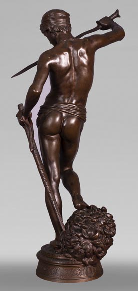 Antonin MERCIÉ (1845-1916) - DAVID and GOLIATH in bronze with brown patina-7