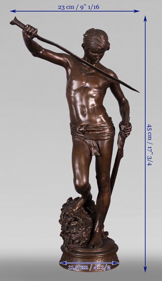 Antonin MERCIÉ (1845-1916) - DAVID and GOLIATH in bronze with brown patina-11