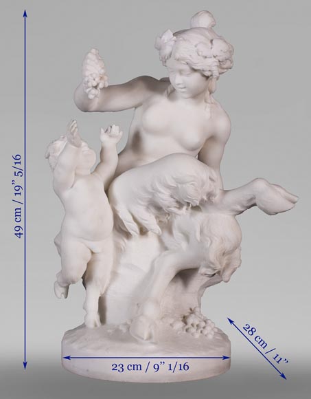 CLODION ( from) - Faunesse et Amour in marble-9