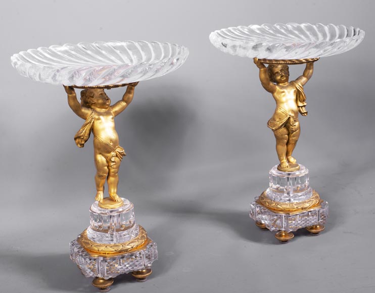 Surtout-de-table with putti in gilt bronze and Baccarat crystal-1