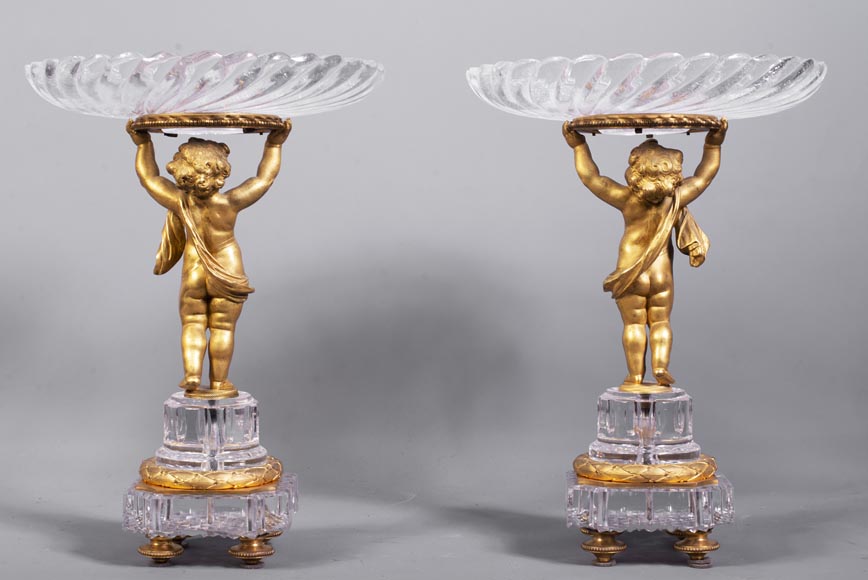 Surtout-de-table with putti in gilt bronze and Baccarat crystal-9