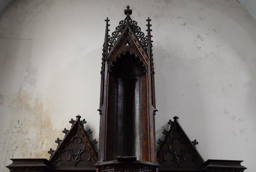 Pair of antique oak church altars-1