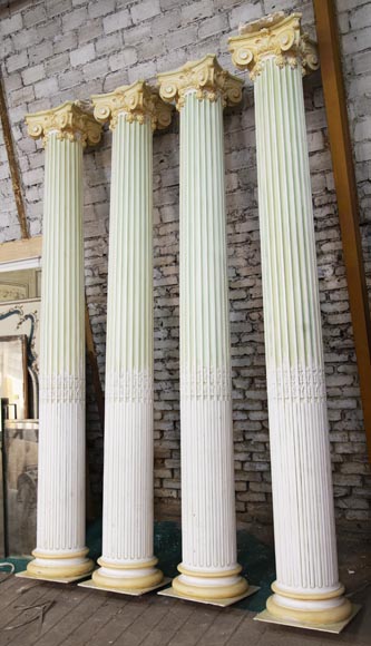 Set of four Ionic columns in painted plaster-1