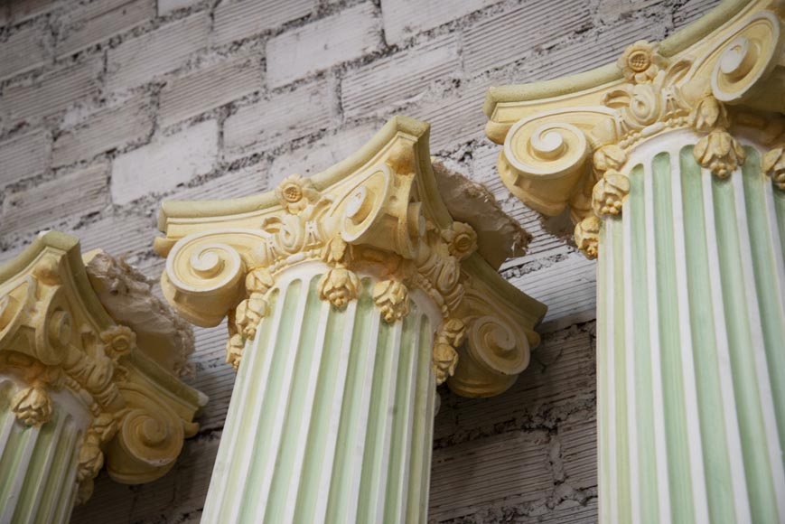 Set of four Ionic columns in painted plaster-3
