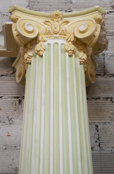 Set of four Ionic columns in painted plaster-4