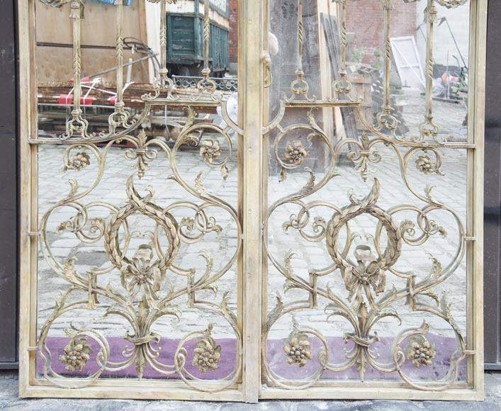 Pair of double-sided wrought iron doors and mirror back-6