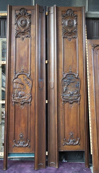 Set of carved oak panelling from the end of the 19th century-8