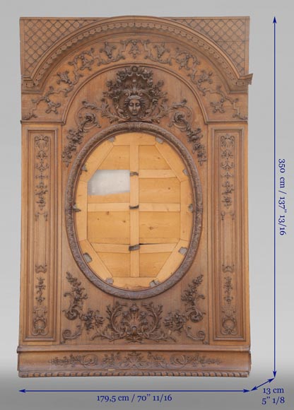 Important carved oak panelling from the 19th century-2