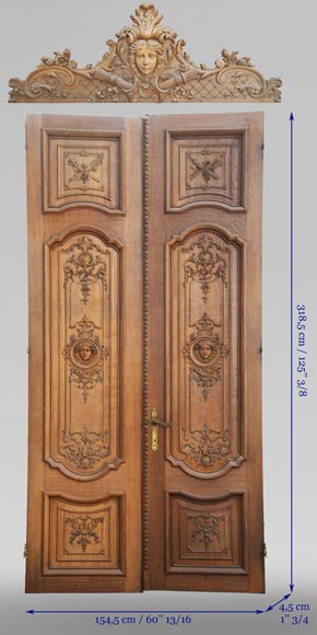 Important carved oak panelling from the 19th century-6