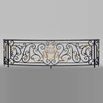 Antique Napoleon III wrought iron balcony with musical attributes