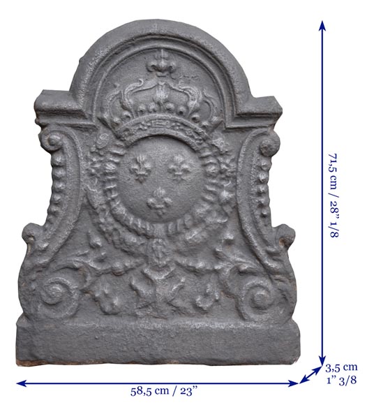 Louis XV period fireback with the coat of arms of France-7
