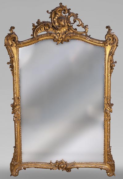 Antique Louis XV style trumeau in gilded wood-0