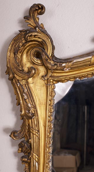 Antique Louis XV style trumeau in gilded wood-2