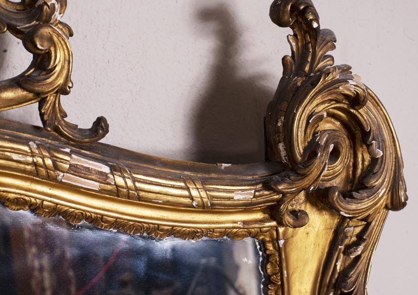 Antique Louis XV style trumeau in gilded wood-4