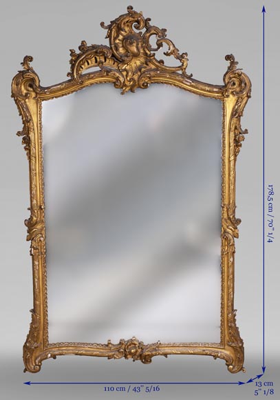 Antique Louis XV style trumeau in gilded wood-8