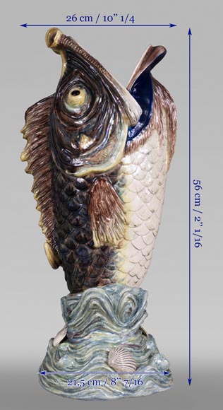 Earthenware umbrella holder representing a fish coming out of a wave-9