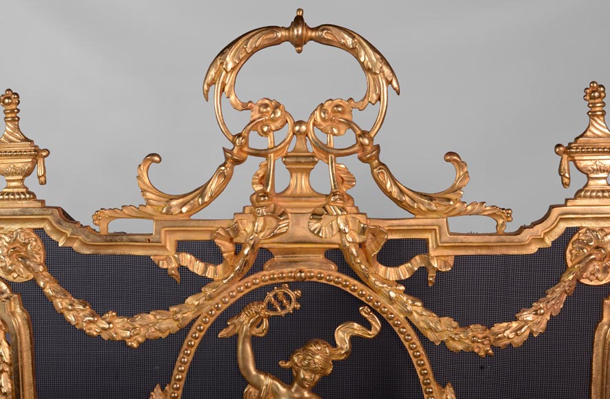 Napoléon III firescreen in gilt bronze with a dancer-1