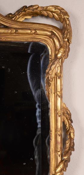 Antique Napoleon III style gilded wood trumeau carved with a profile decoration in a medallion-4