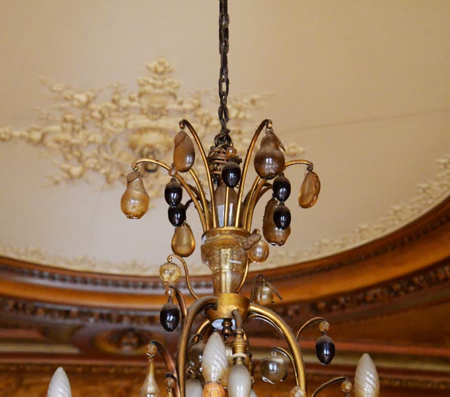 BACCARAT - Antique Napoleon III style chandelier with colored crystals-8