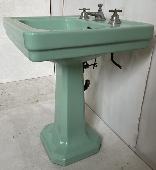 Earthenware washbasin on column, Standard, 50's-5