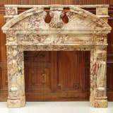 Neo-Renaissance high pediment Sarrancolin marble mantel - Reference 1257&nbsp;Height&nbsp;5' 4'' ⅝