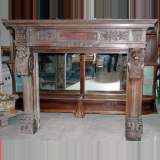 Cheminée en bois à tête et griffes de lion - Réf.1261&nbsp;Largeur&nbsp;225cm&nbsp;Hauteur&nbsp;185cm