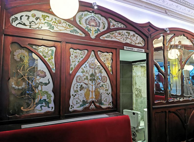 Art Nouveau mahogany woodwork from Café Barjot in Paris, 1905-8