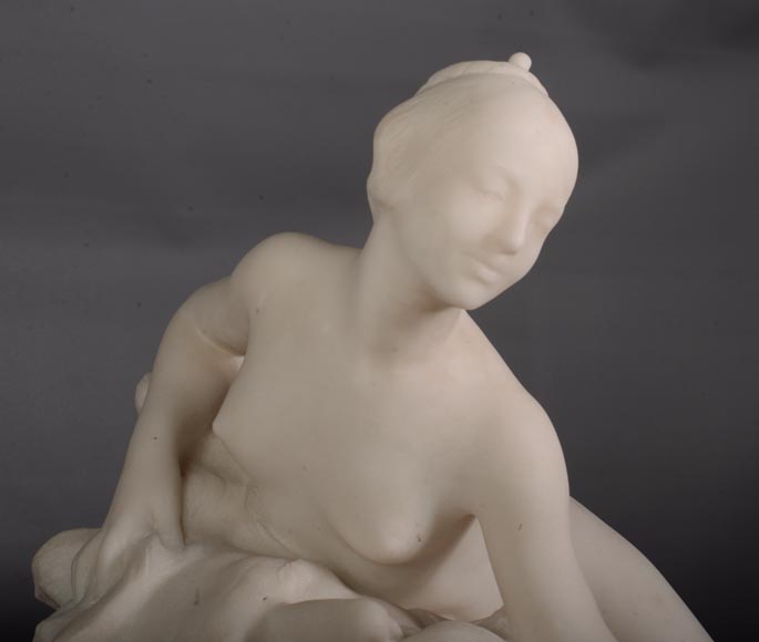 Félix Soules (1857 - 1904) « A DREAM », White Carrara marble, circa 1894-5