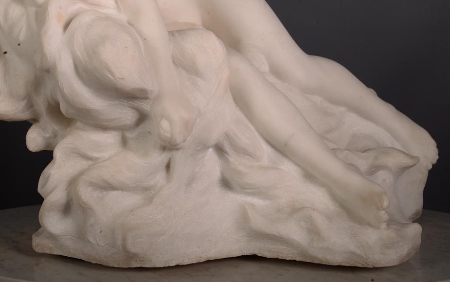 Félix Soules (1857 - 1904) « A DREAM », White Carrara marble, circa 1894-7