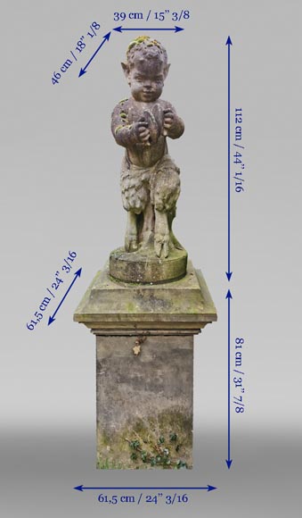Statue of a young musician faun in composite stone, 20th century-10