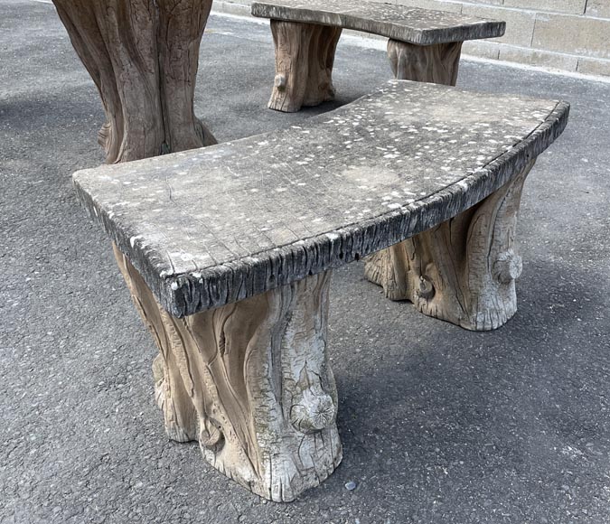 Concrete Rustic style garden furniture imitating trees, middle of the 19th century-7