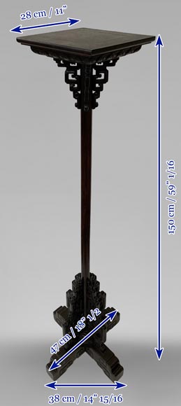 Japanese stand made of blackened wood, late 19th century-9
