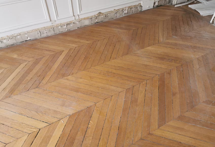 Lot of 10 m² of antique Point de Hongrie oak parquet flooring-2