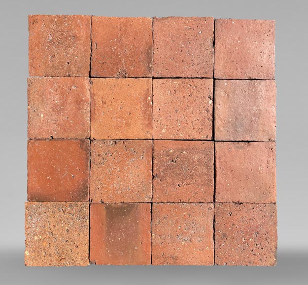 Set of 15 m² of terracotta floor tiles in square shape-0